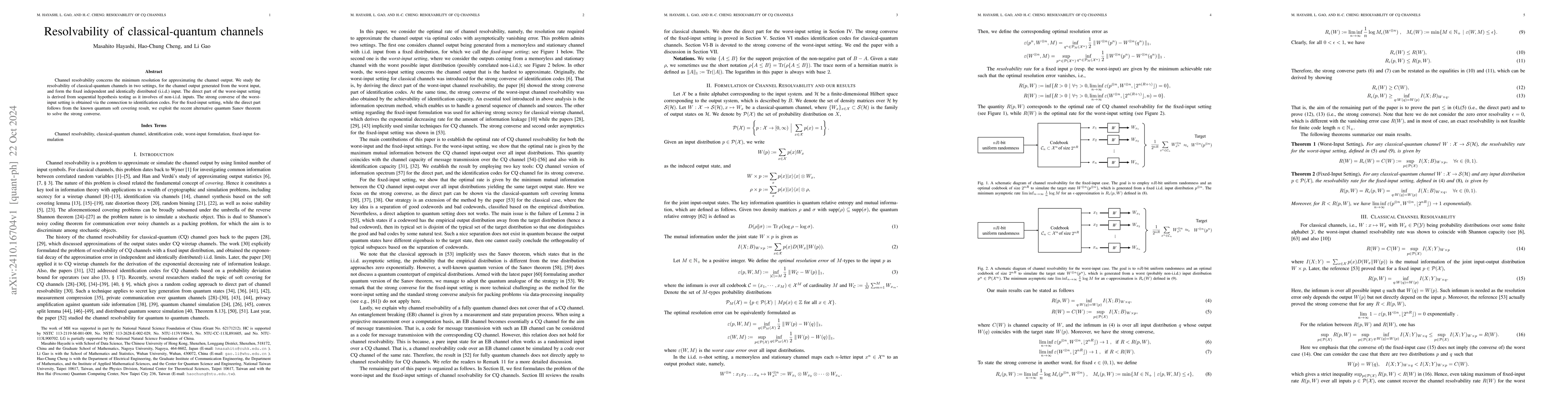 Thumbnail for Resolvability of classical-quantum channels