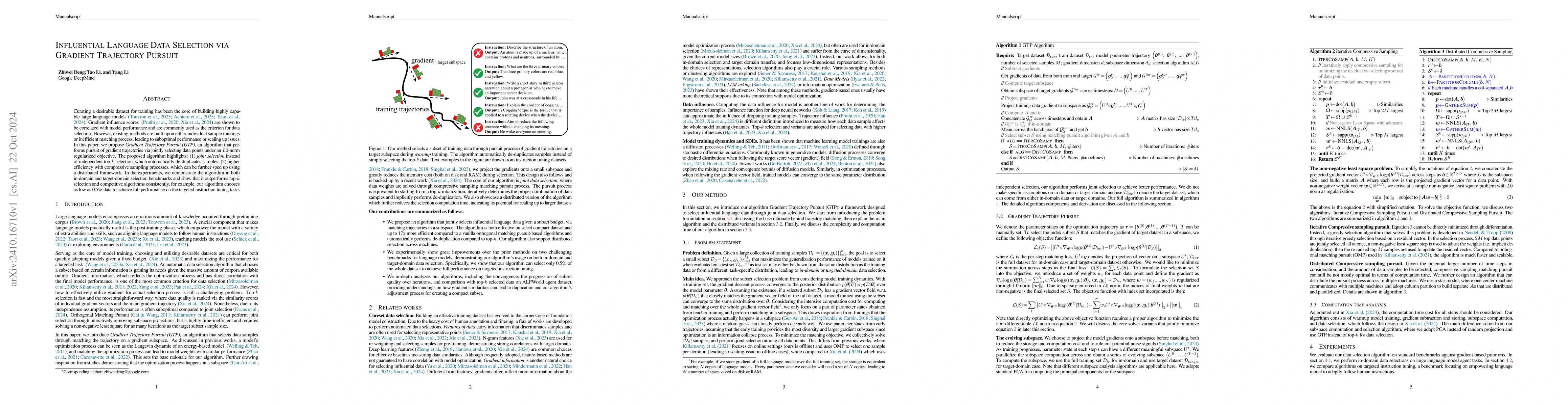 Thumbnail for Influential Language Data Selection via Gradient Trajectory Pursuit