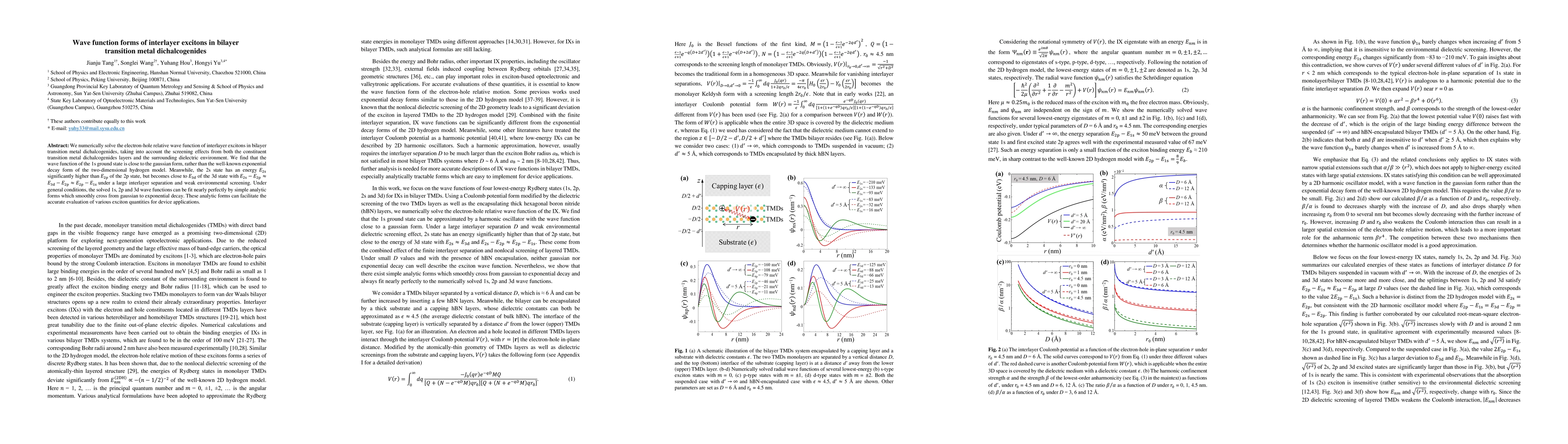 Thumbnail for Wave function forms of interlayer excitons in bilayer transition metal
  dichalcogenides