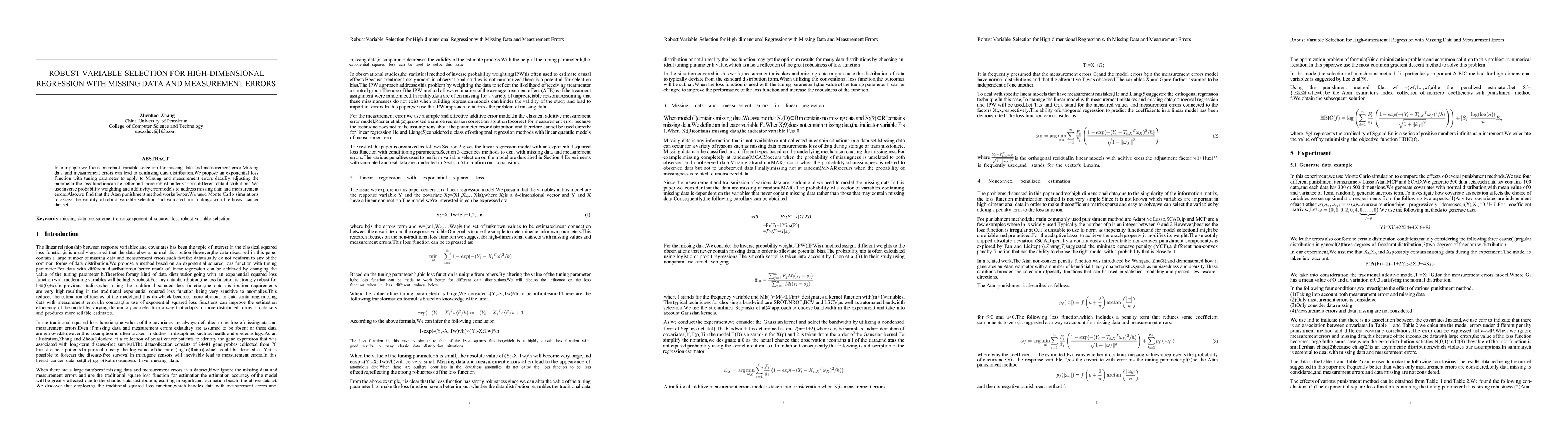 Thumbnail for Robust Variable Selection for High-dimensional Regression with Missing
  Data and Measurement Errors