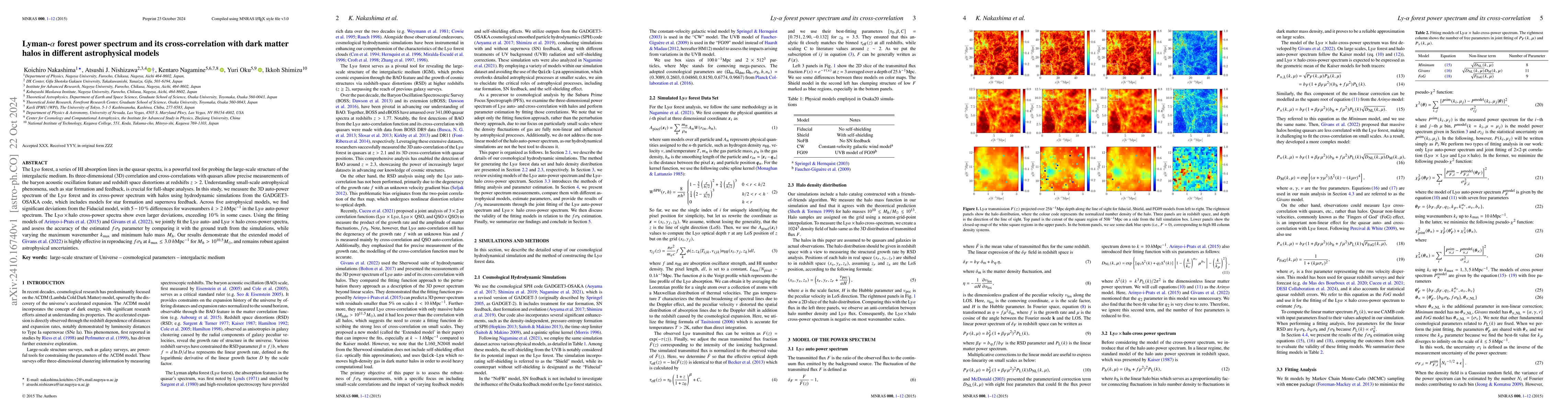 Thumbnail for Lyman-$α$ forest power spectrum and its cross-correlation with dark
  matter halos in different astrophysical models