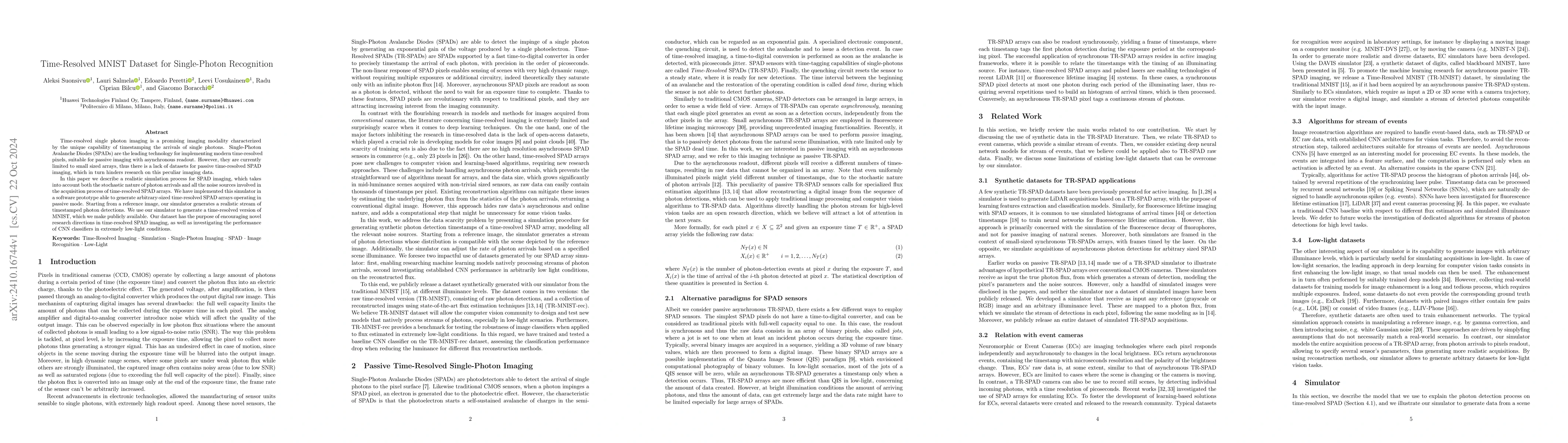 Thumbnail for Time-Resolved MNIST Dataset for Single-Photon Recognition