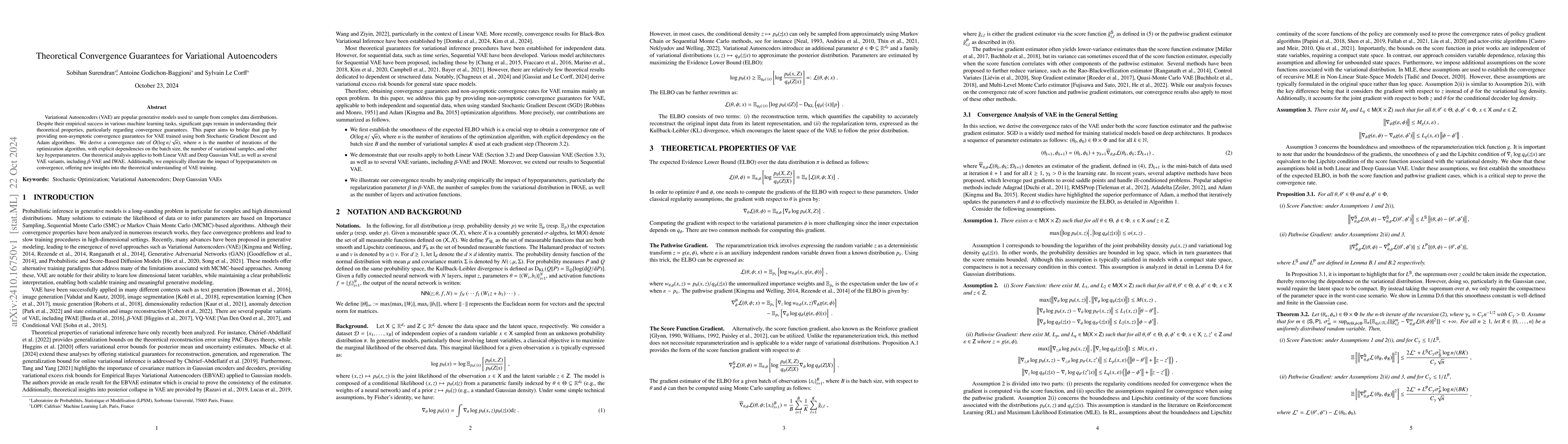 Thumbnail for Theoretical Convergence Guarantees for Variational Autoencoders