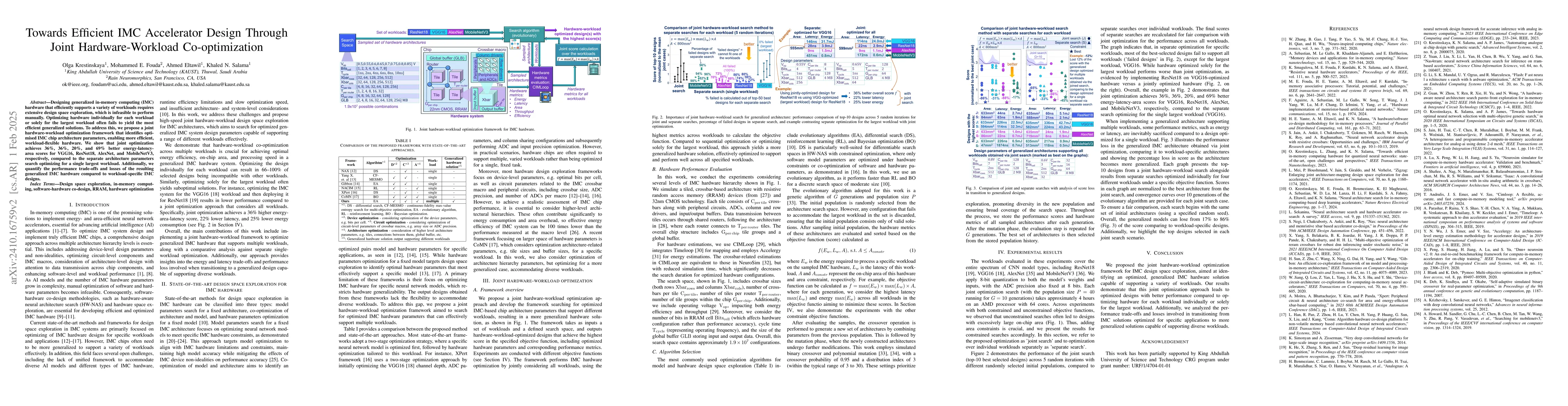 Thumbnail for Towards Efficient IMC Accelerator Design Through Joint Hardware-Workload
  Co-optimization