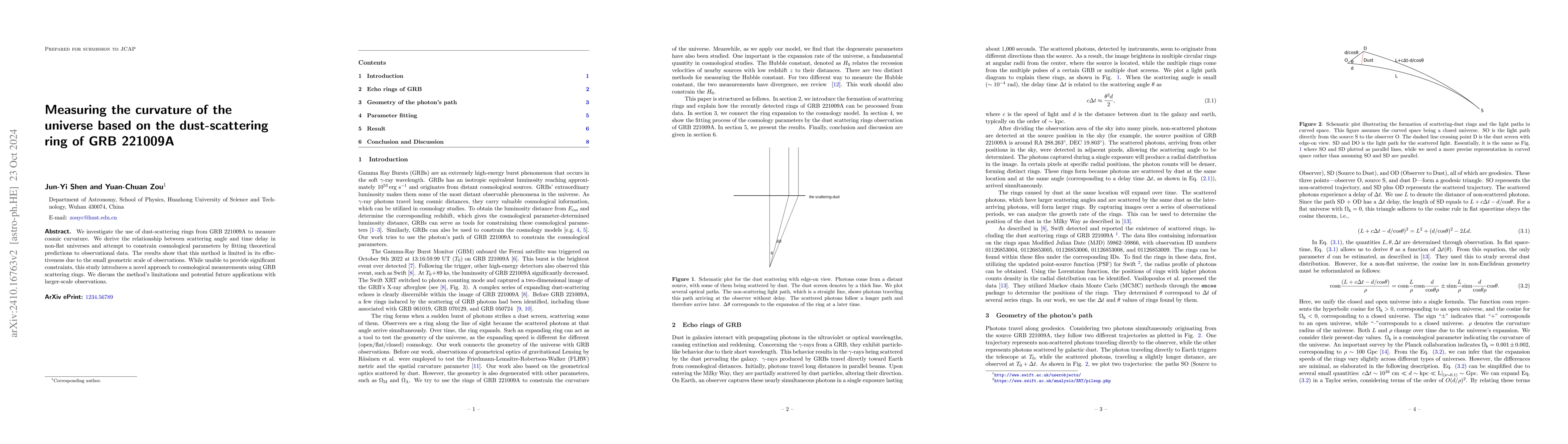 Thumbnail for Measuring the curvature of the universe based on the dust-scattering
  ring of GRB 221009A