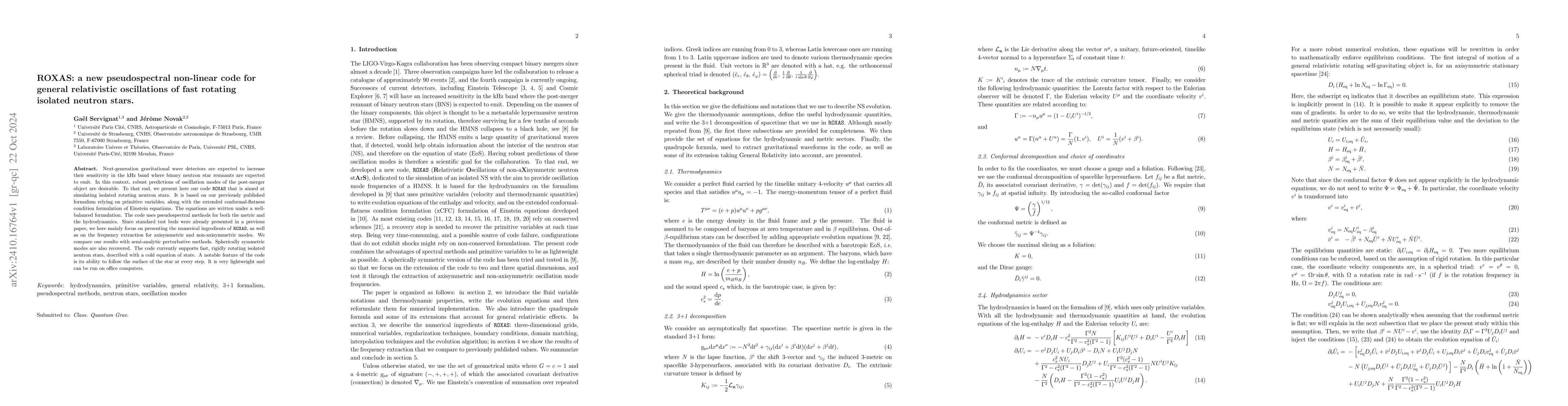 Thumbnail for ROXAS: a new pseudospectral non-linear code for general relativistic
  oscillations of fast rotating isolated neutron stars
