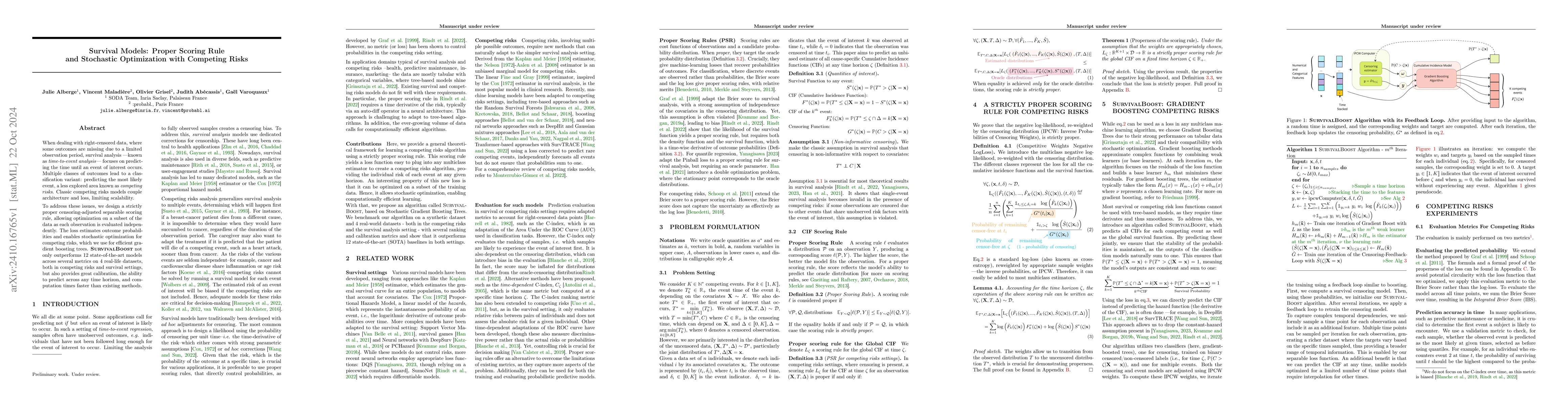 Thumbnail for Survival Models: Proper Scoring Rule and Stochastic Optimization with
  Competing Risks