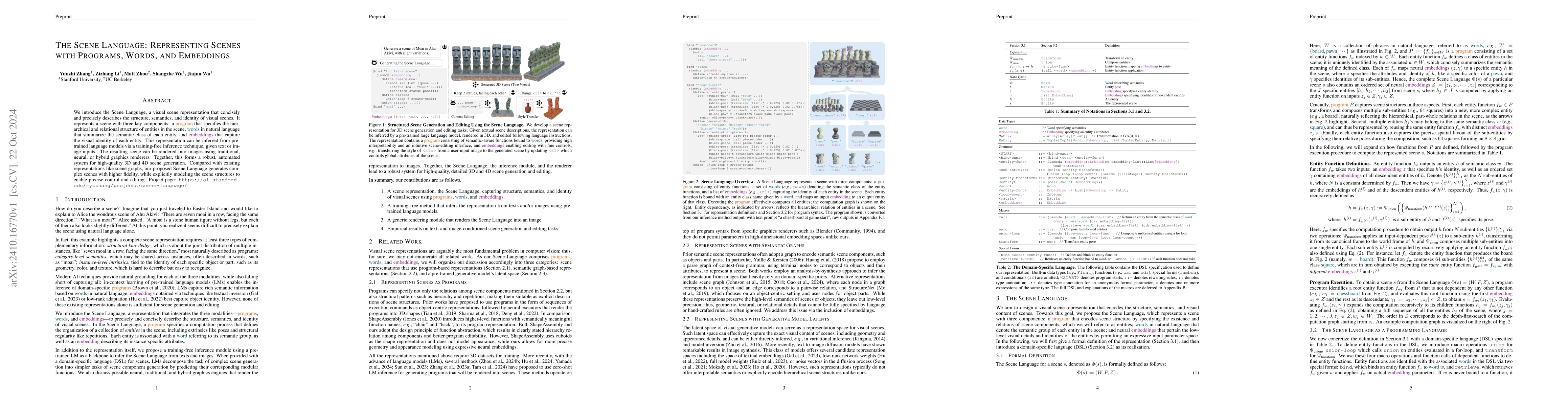 Thumbnail for The Scene Language: Representing Scenes with Programs, Words, and
  Embeddings