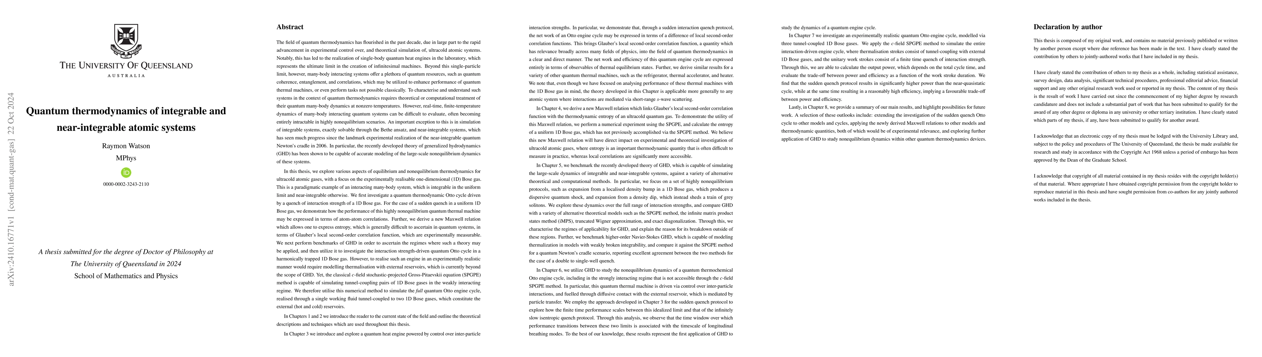 Thumbnail for Quantum thermodynamics of integrable and near-integrable atomic systems