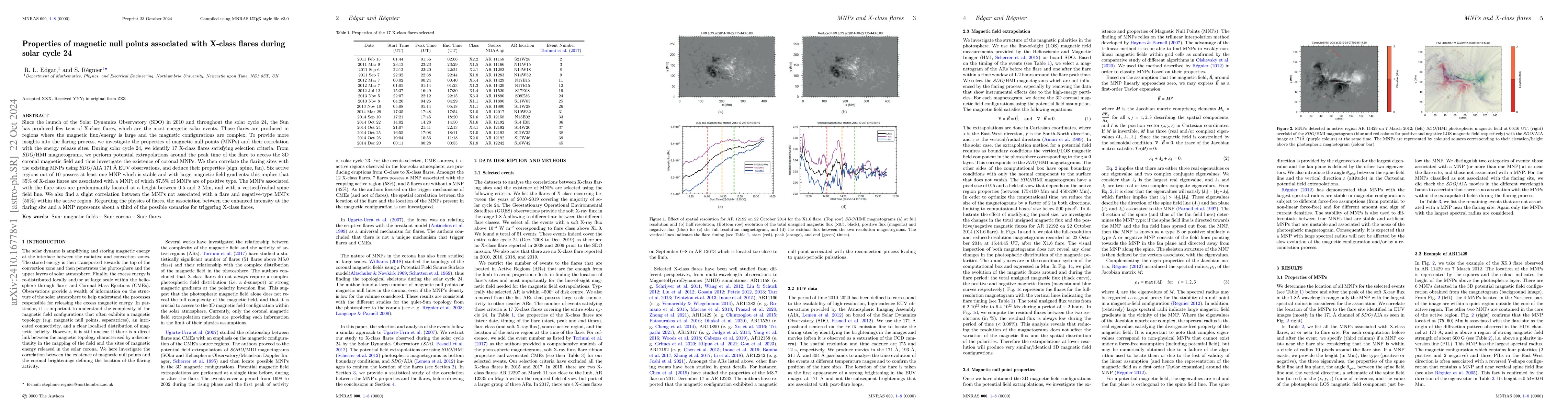 Thumbnail for Properties of magnetic null points associated with X-class flares during
  solar cycle 24