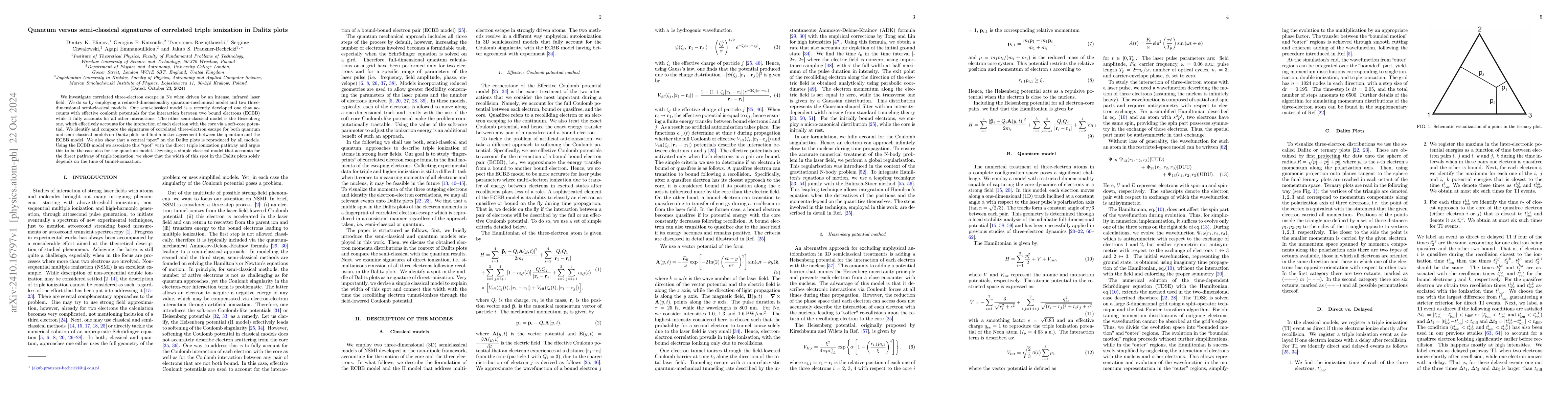 Thumbnail for Quantum versus semi-classical signatures of correlated triple ionization
  in Dalitz plots