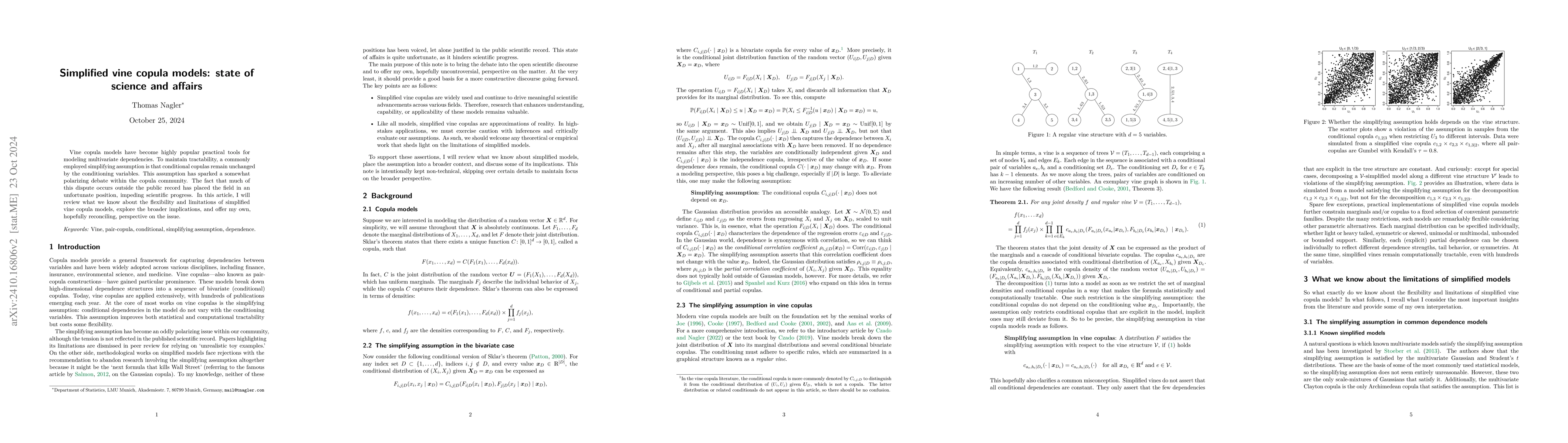Thumbnail for Simplified vine copula models: state of science and affairs