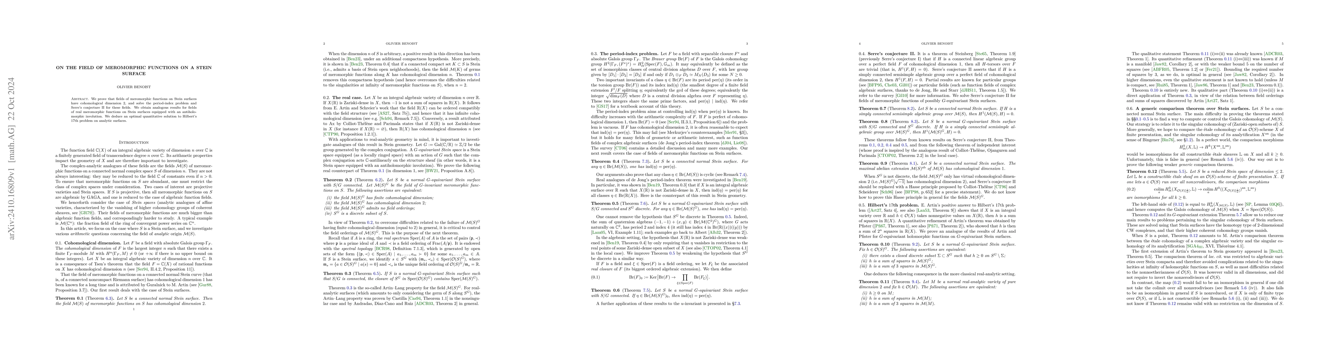 Thumbnail for On the field of meromorphic functions on a Stein surface