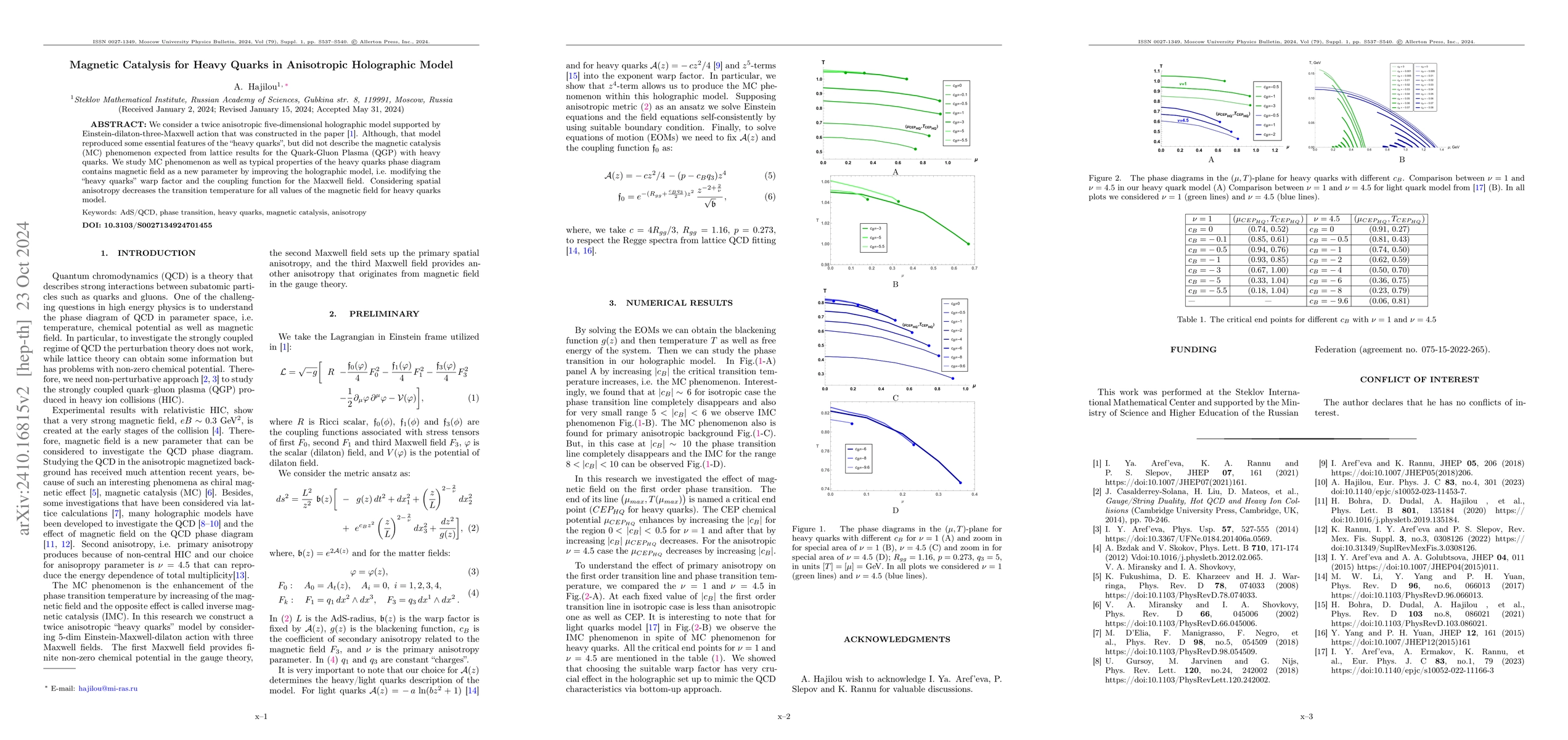Thumbnail for Magnetic Catalysis for Heavy Quarks in Anisotropic Holographic Model