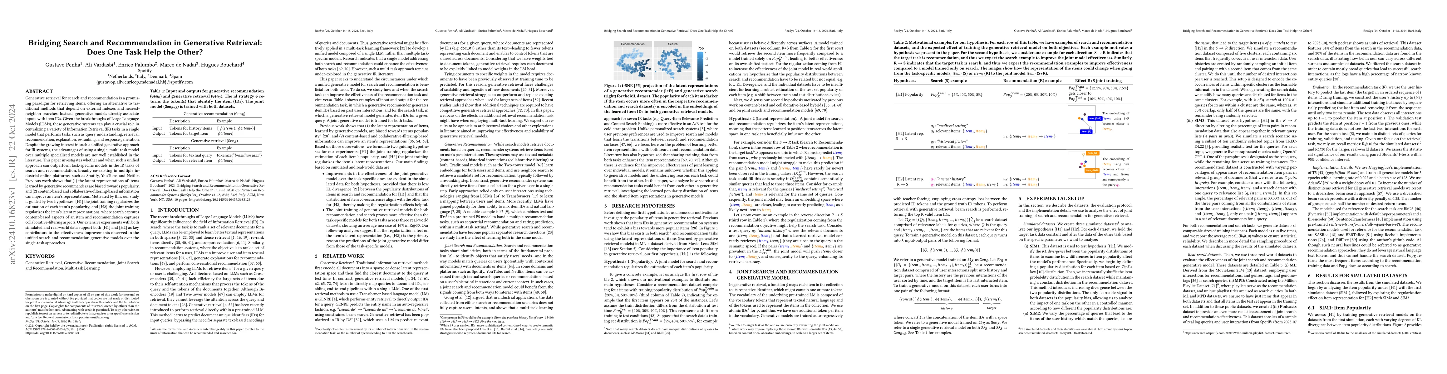 Thumbnail for Bridging Search and Recommendation in Generative Retrieval: Does One
  Task Help the Other?