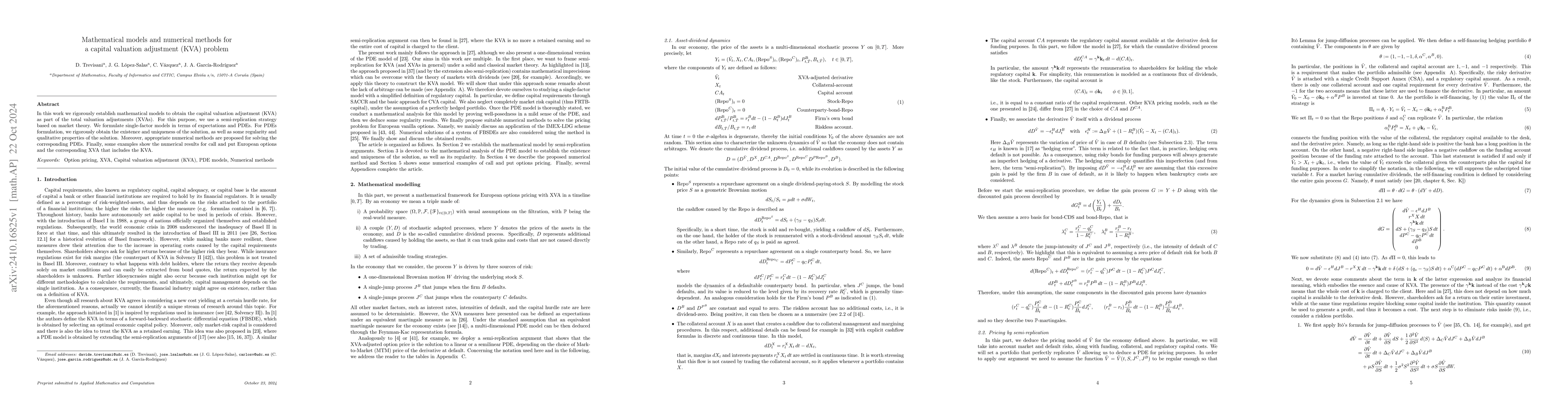 Thumbnail for Mathematical models and numerical methods for a capital valuation
  adjustment (KVA) problem