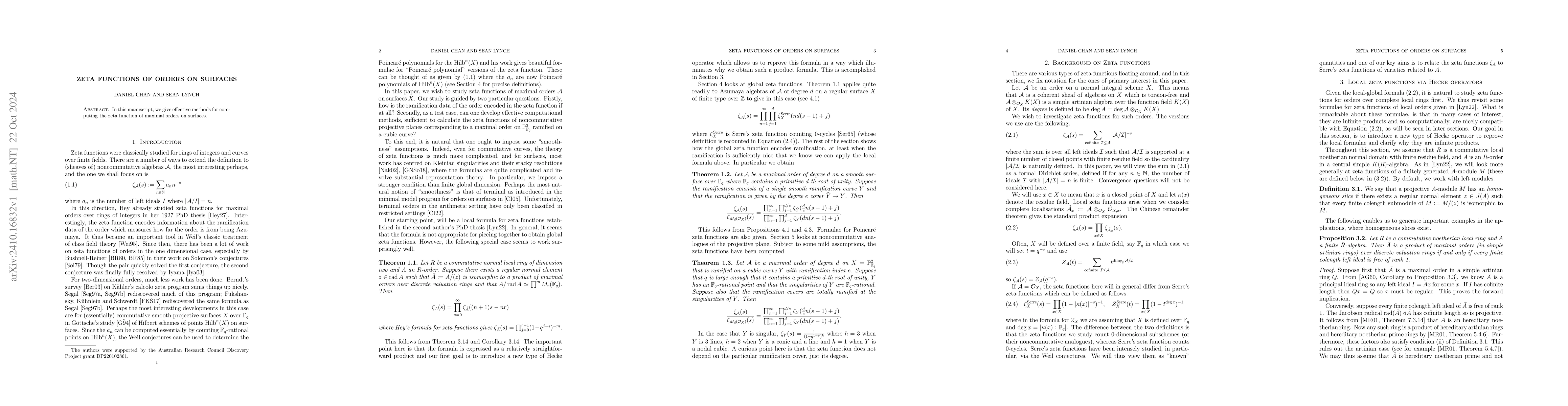 Thumbnail for Zeta functions of orders on surfaces
