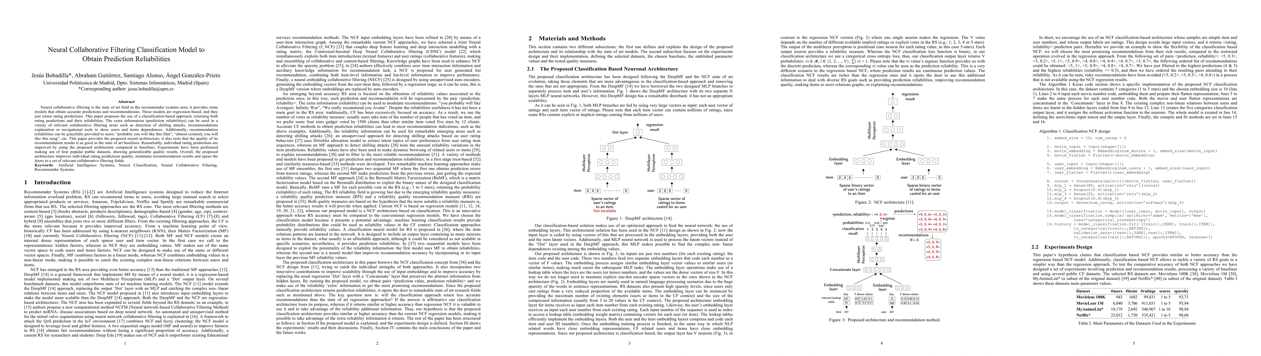 Thumbnail for Neural Collaborative Filtering Classification Model to Obtain Prediction
  Reliabilities
