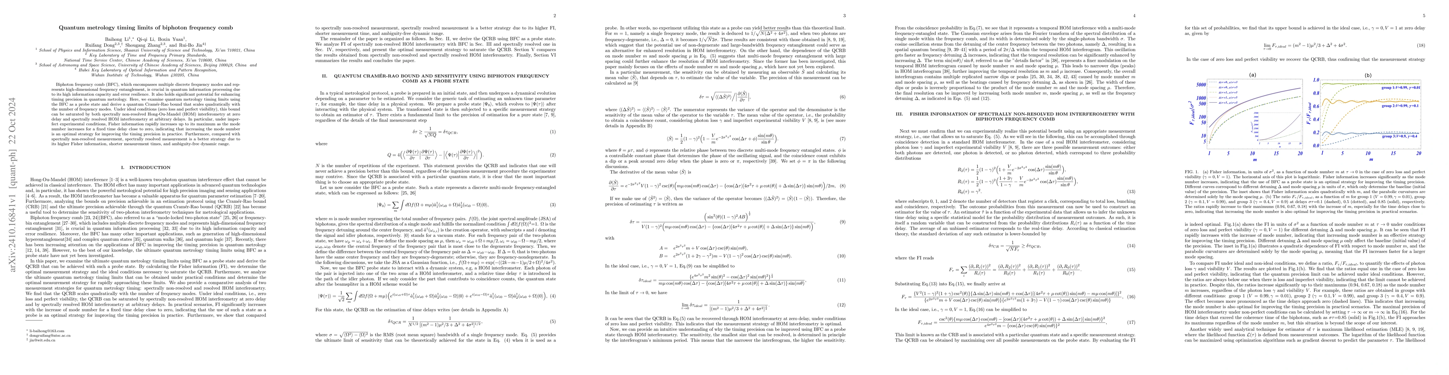 Thumbnail for Quantum metrology timing limits of biphoton frequency comb
