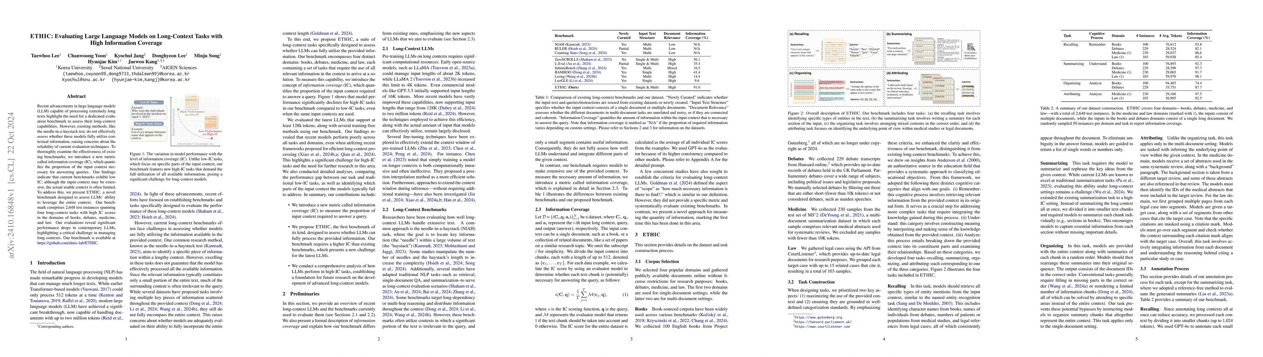Thumbnail for ETHIC: Evaluating Large Language Models on Long-Context Tasks with High
  Information Coverage