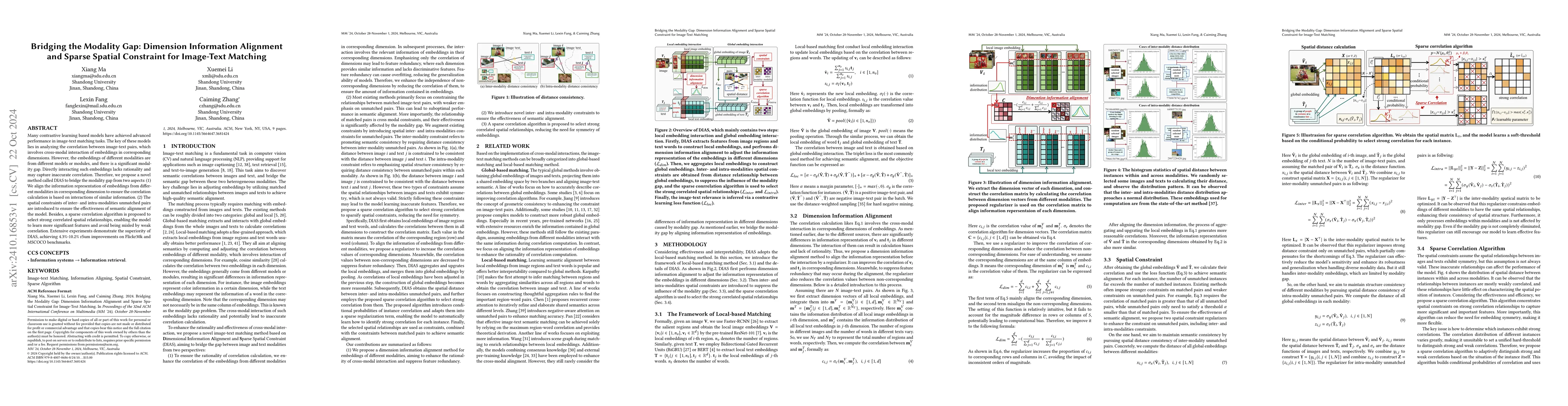 Thumbnail for Bridging the Modality Gap: Dimension Information Alignment and Sparse
  Spatial Constraint for Image-Text Matching