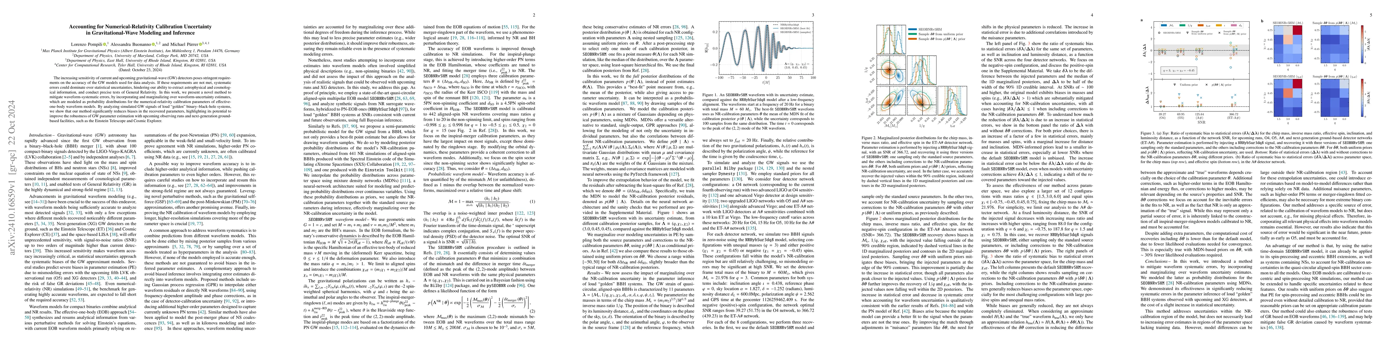 Thumbnail for Accounting for Numerical-Relativity Calibration Uncertainty in
  Gravitational-Wave Modeling and Inference