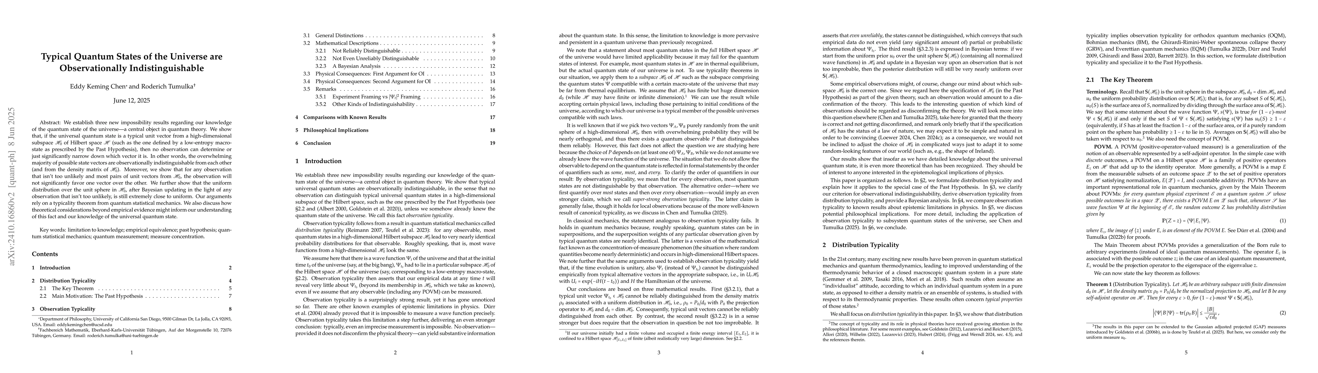 Thumbnail for Typical Quantum States of the Universe are Observationally
  Indistinguishable