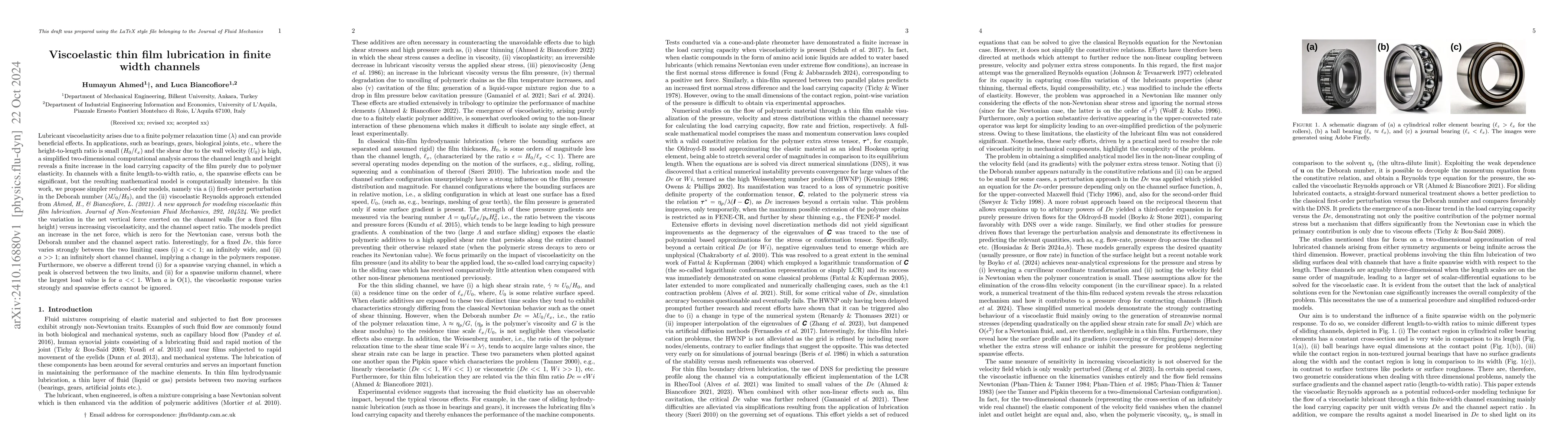 Thumbnail for Viscoelastic thin film lubrication in finite width channels