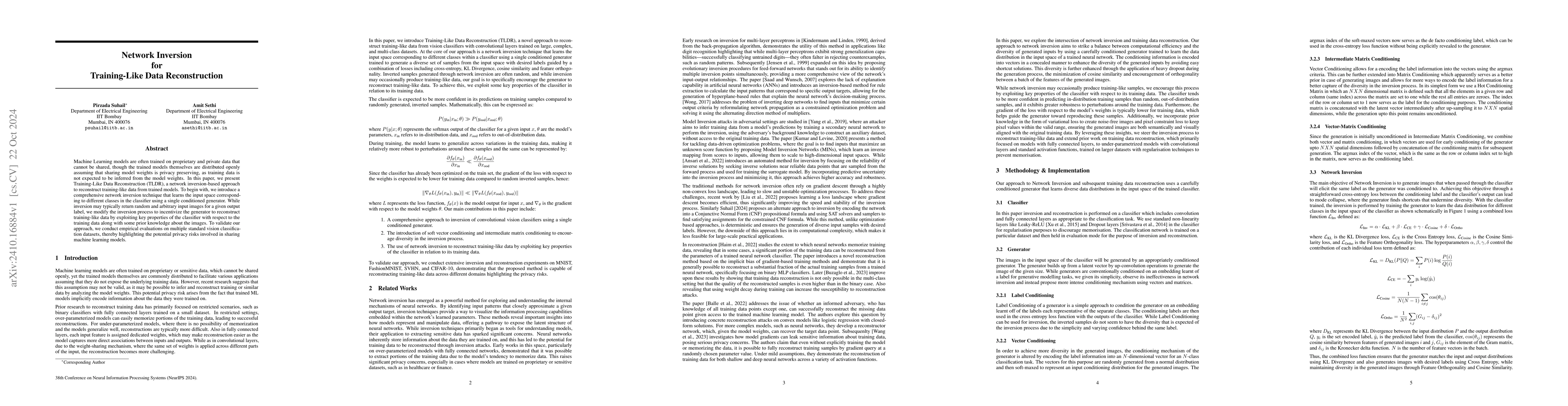 Thumbnail for Network Inversion for Training-Like Data Reconstruction