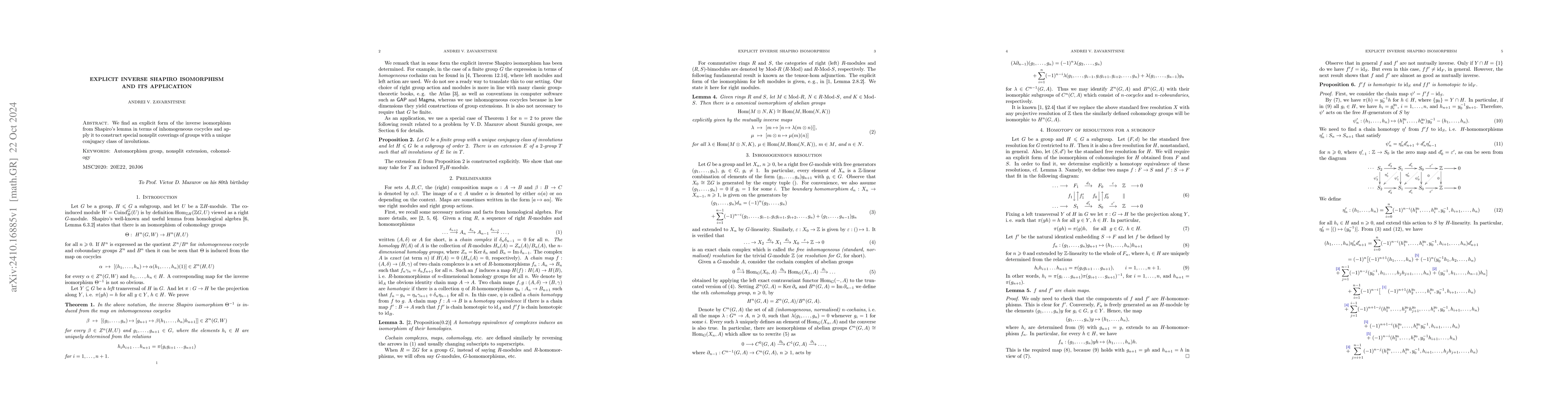 Thumbnail for Explicit inverse Shapiro isomorphism and its application