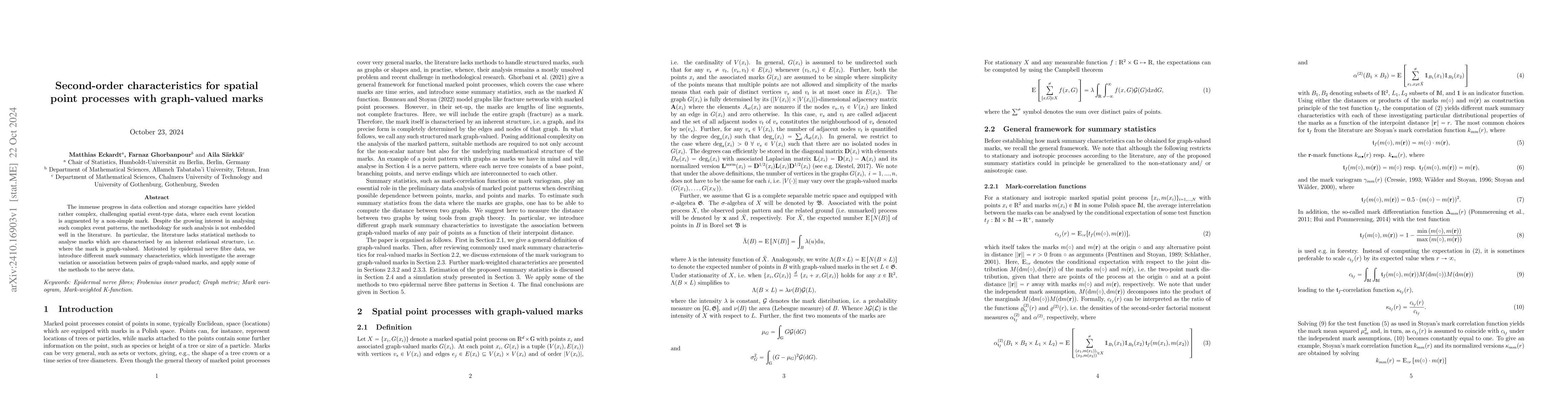 Thumbnail for Second-order characteristics for spatial point processes with
  graph-valued marks