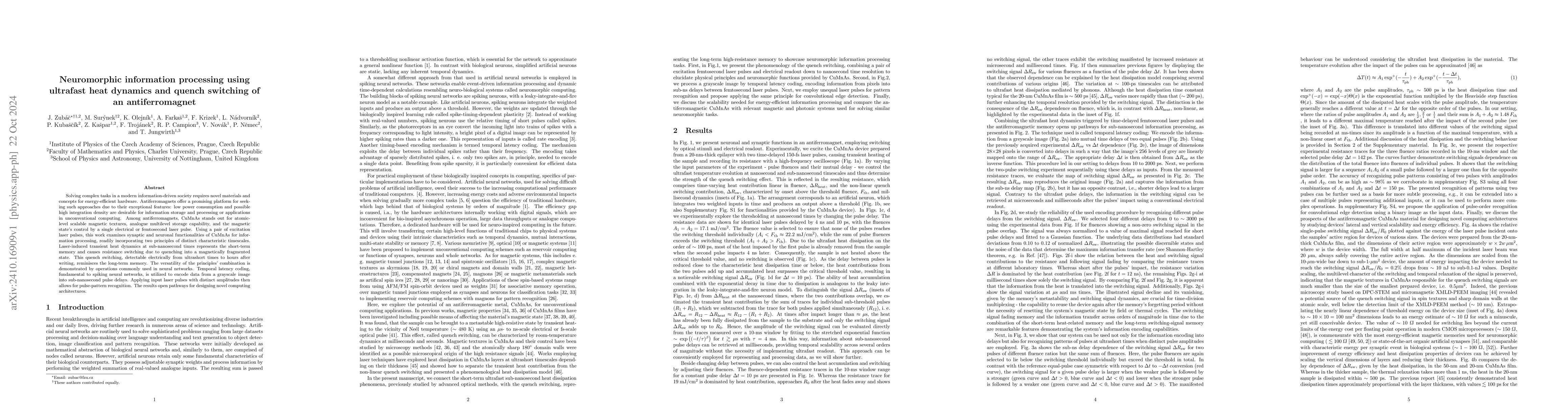 Thumbnail for Neuromorphic information processing using ultrafast heat dynamics and
  quench switching of an antiferromagnet
