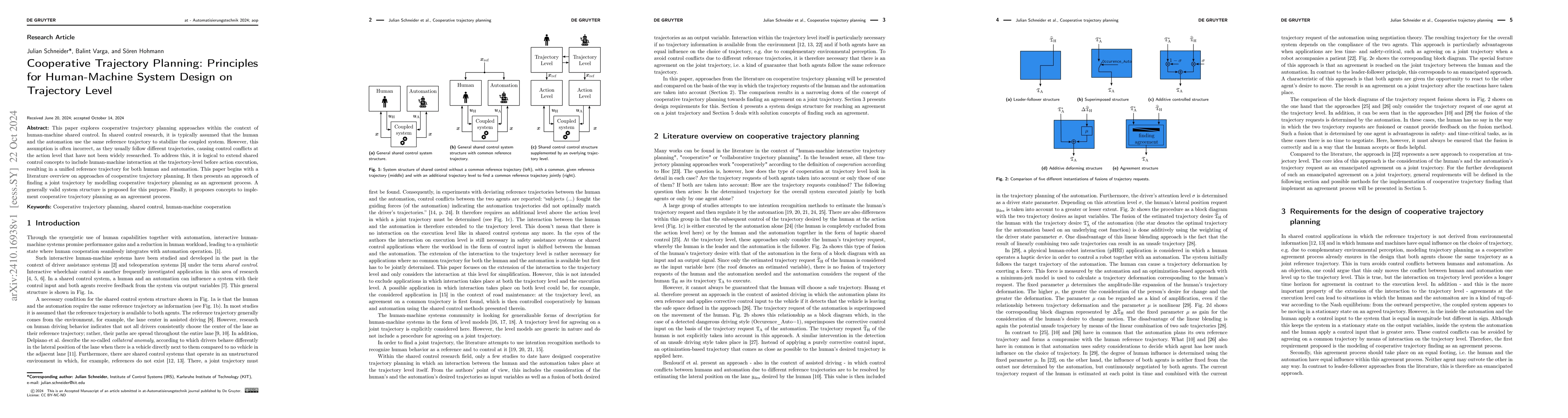 Thumbnail for Cooperative Trajectory Planning: Principles for Human-Machine System
  Design on Trajectory Level