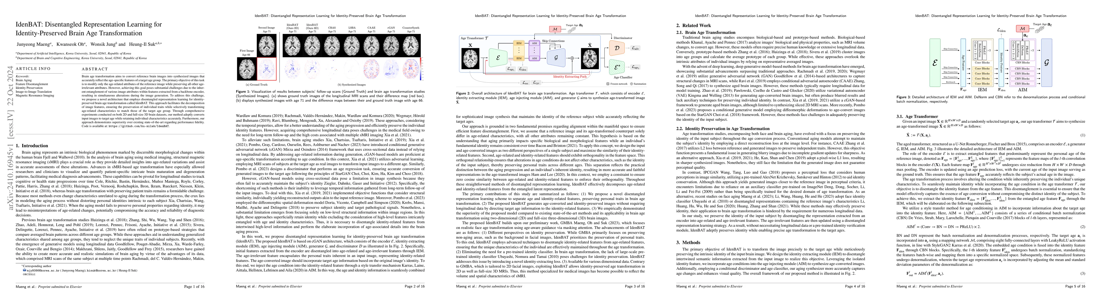 Thumbnail for IdenBAT: Disentangled Representation Learning for Identity-Preserved
  Brain Age Transformation