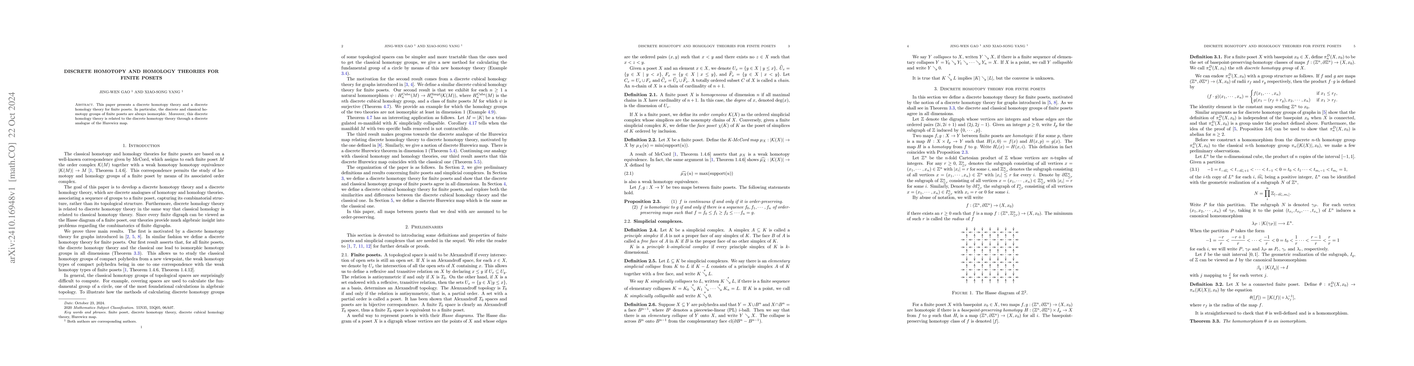 Thumbnail for Discrete homotopy and homology theories for finite posets