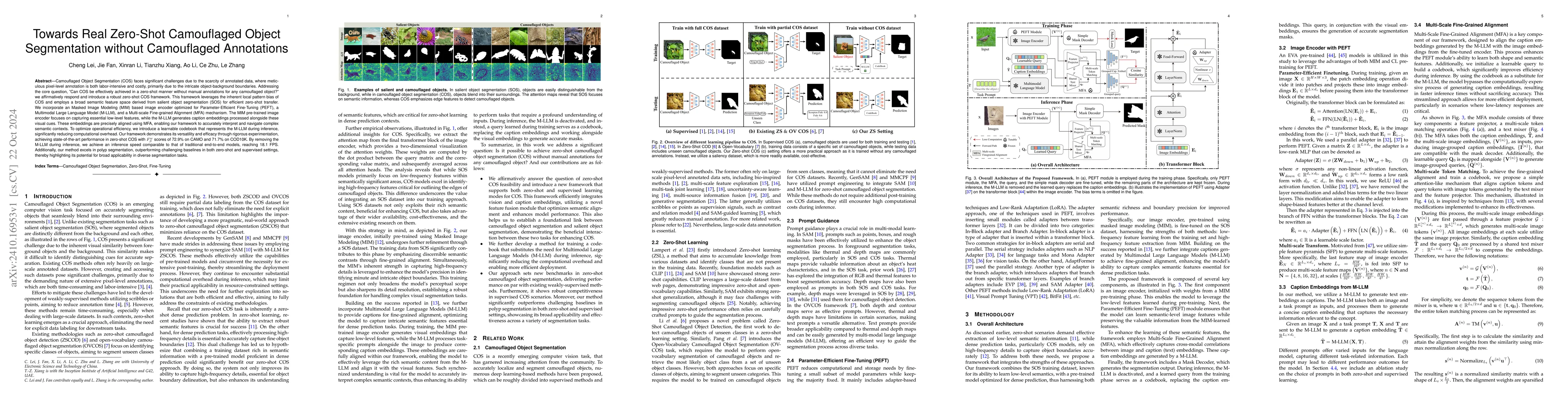 Thumbnail for Towards Real Zero-Shot Camouflaged Object Segmentation without
  Camouflaged Annotations