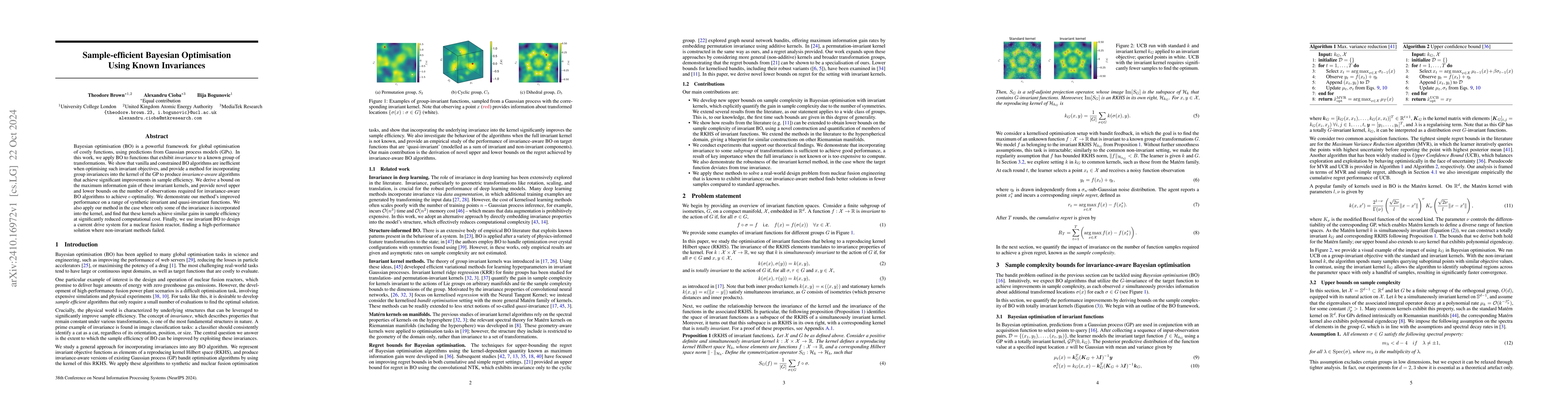 Thumbnail for Sample-efficient Bayesian Optimisation Using Known Invariances