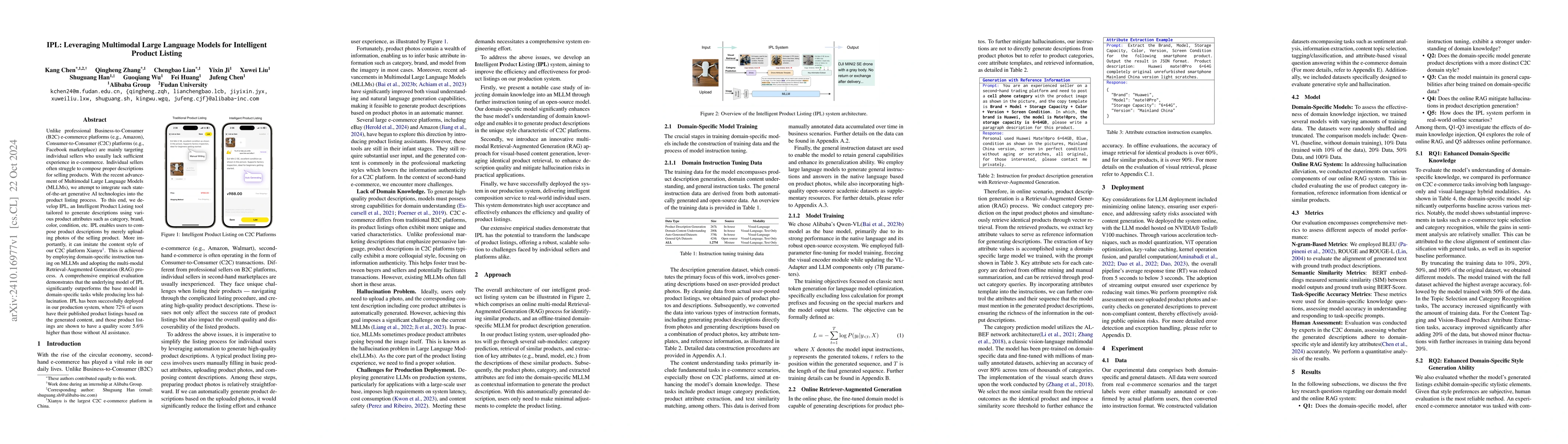 Thumbnail for IPL: Leveraging Multimodal Large Language Models for Intelligent Product
  Listing