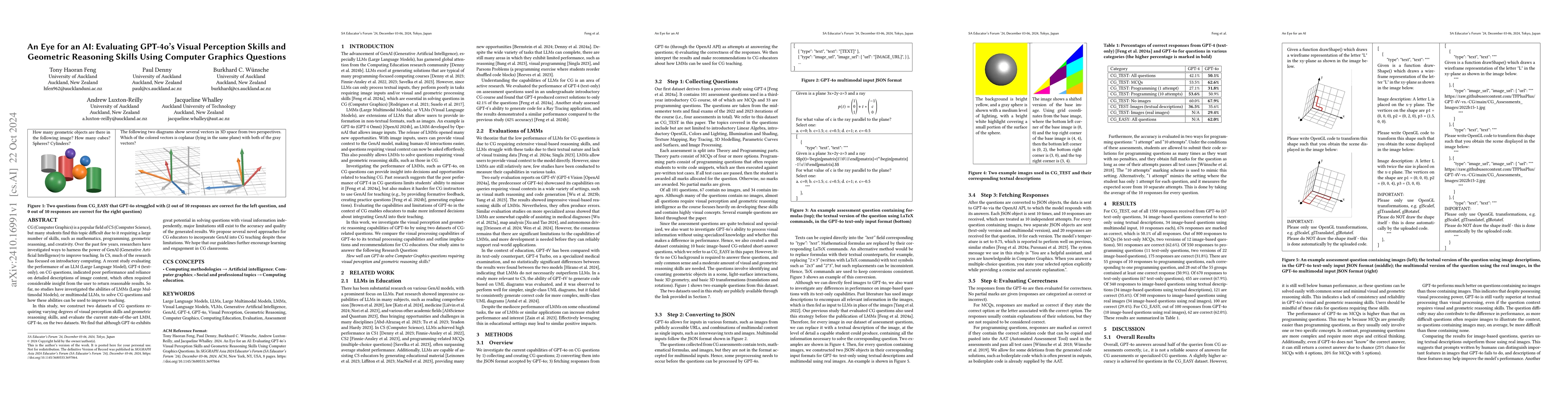 Thumbnail for An Eye for an AI: Evaluating GPT-4o's Visual Perception Skills and
  Geometric Reasoning Skills Using Computer Graphics Questions