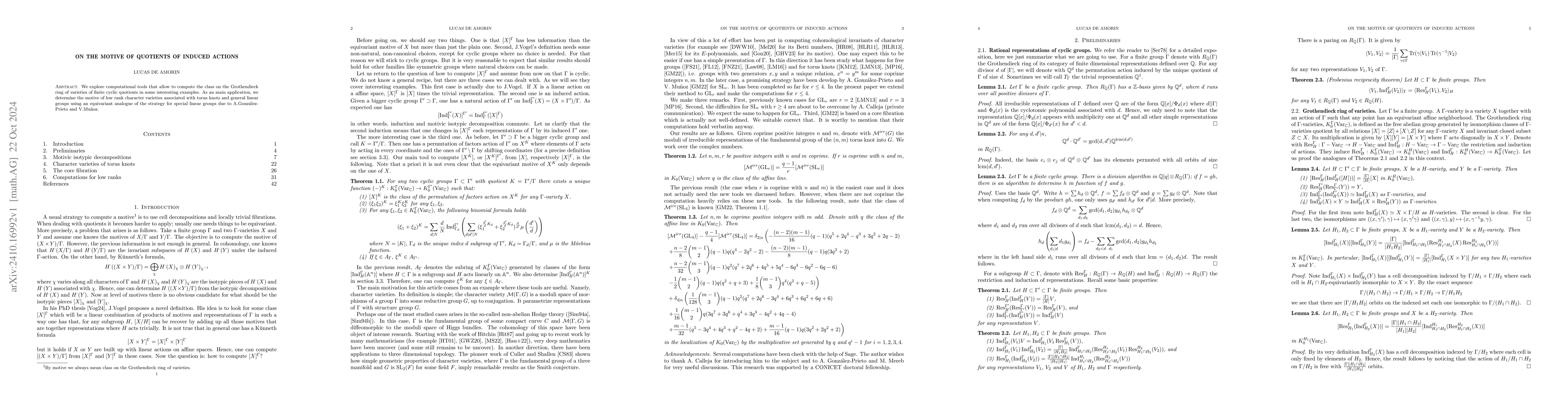 Thumbnail for On the motive of quotients of induced actions