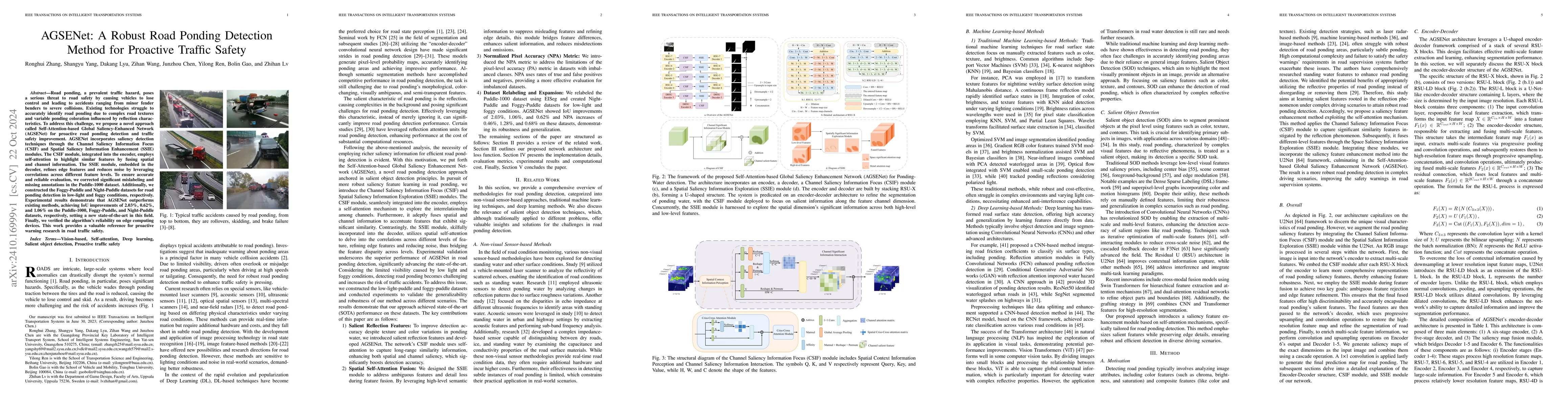 Thumbnail for AGSENet: A Robust Road Ponding Detection Method for Proactive Traffic
  Safety