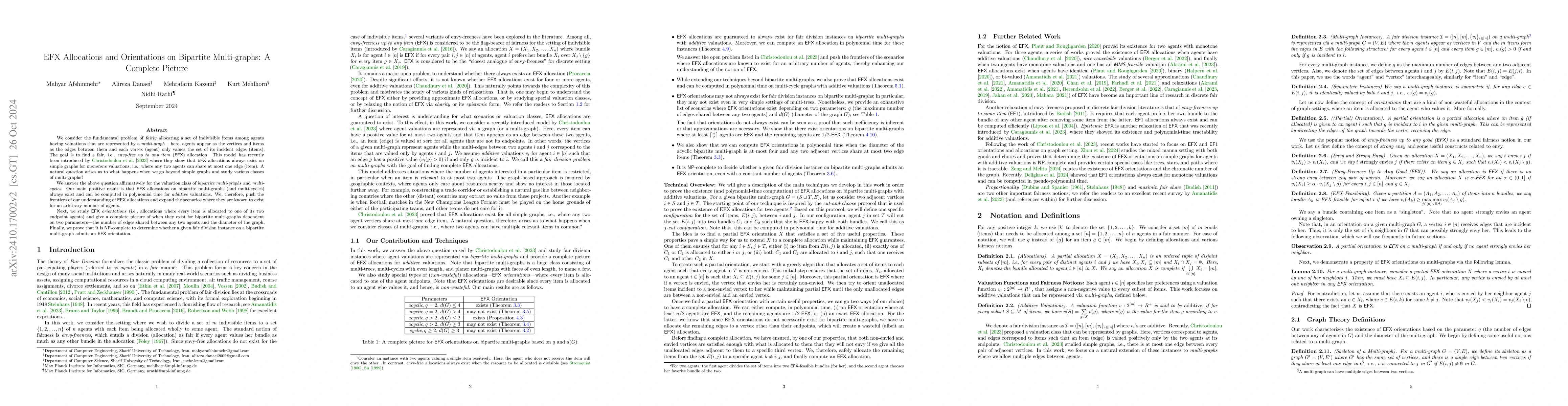 Thumbnail for EFX Allocations and Orientations on Bipartite Multi-graphs: A Complete
  Picture