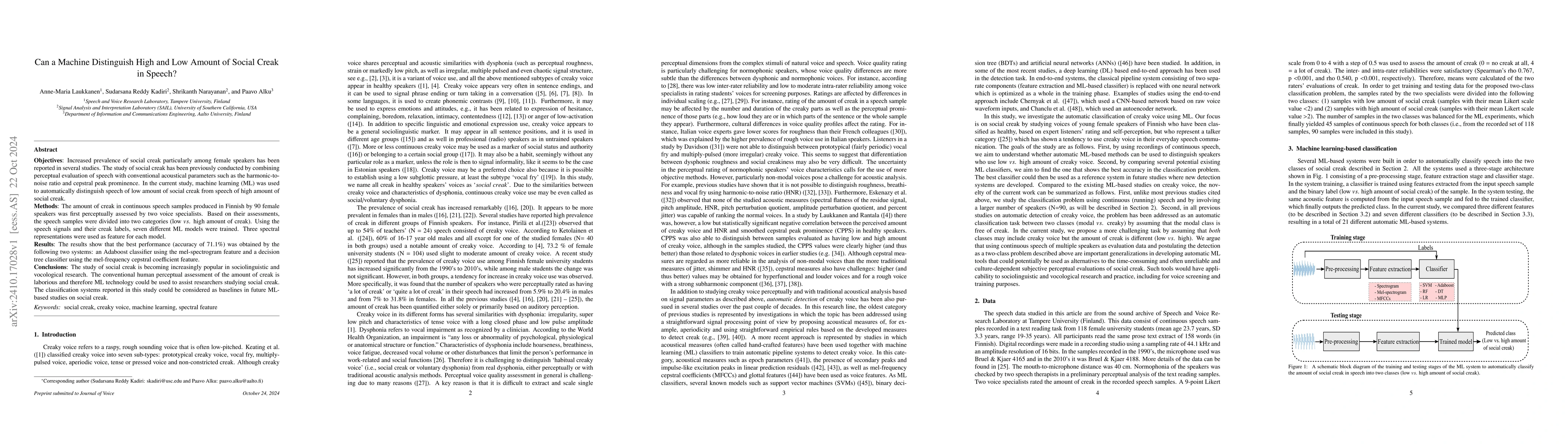 Thumbnail for Can a Machine Distinguish High and Low Amount of Social Creak in Speech?