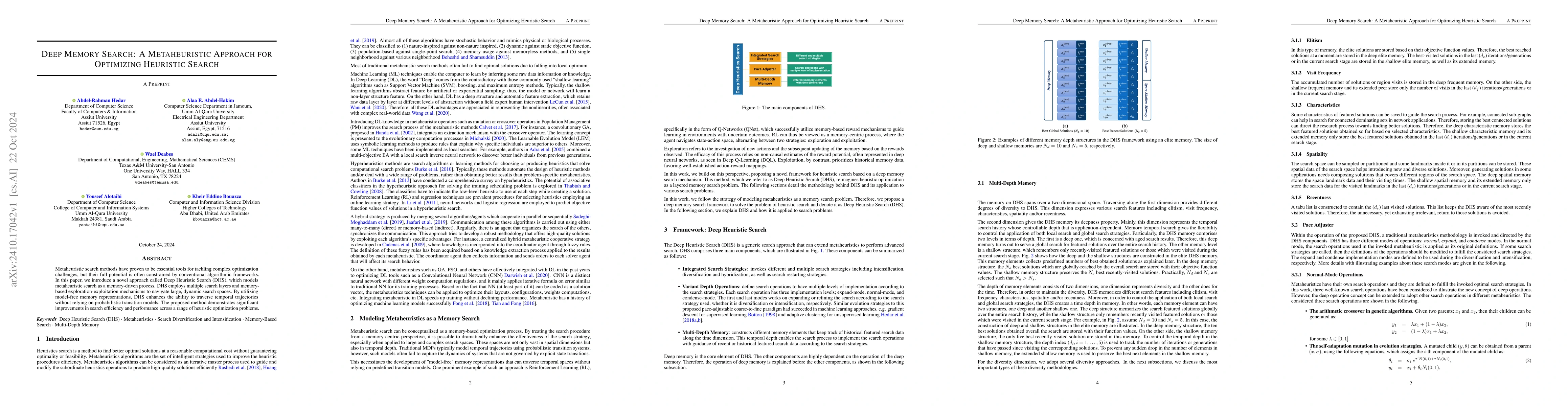 Thumbnail for Deep Memory Search: A Metaheuristic Approach for Optimizing Heuristic
  Search