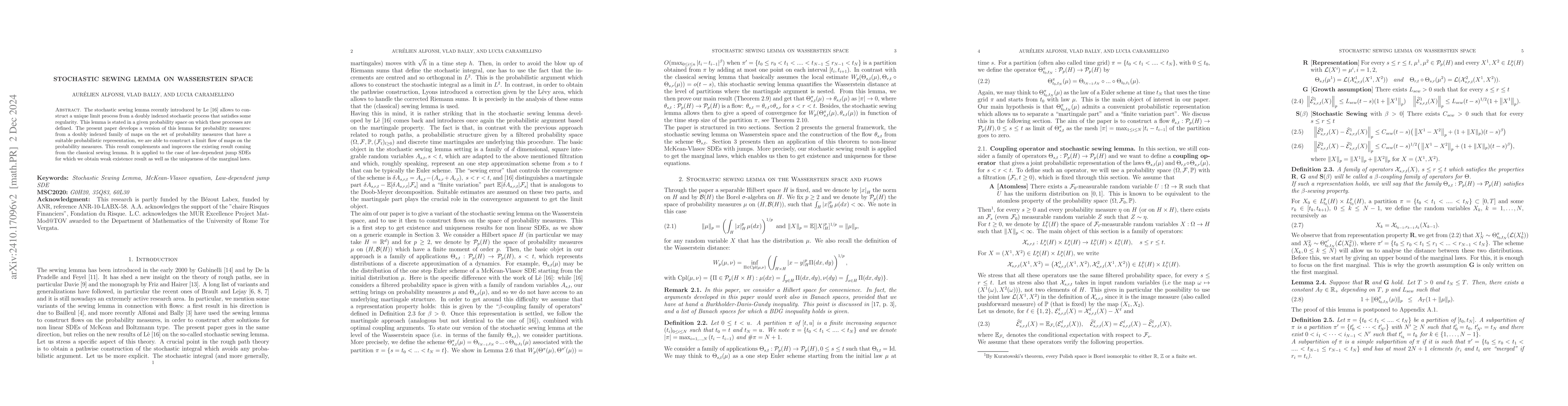 Thumbnail for Stochastic sewing lemma on Wasserstein space
