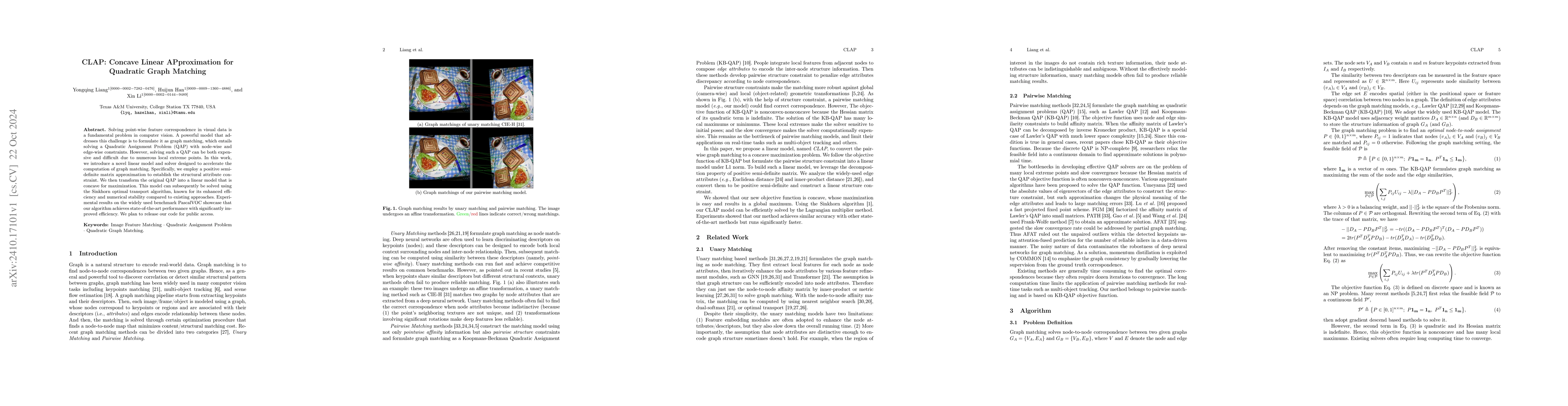 Thumbnail for CLAP: Concave Linear APproximation for Quadratic Graph Matching