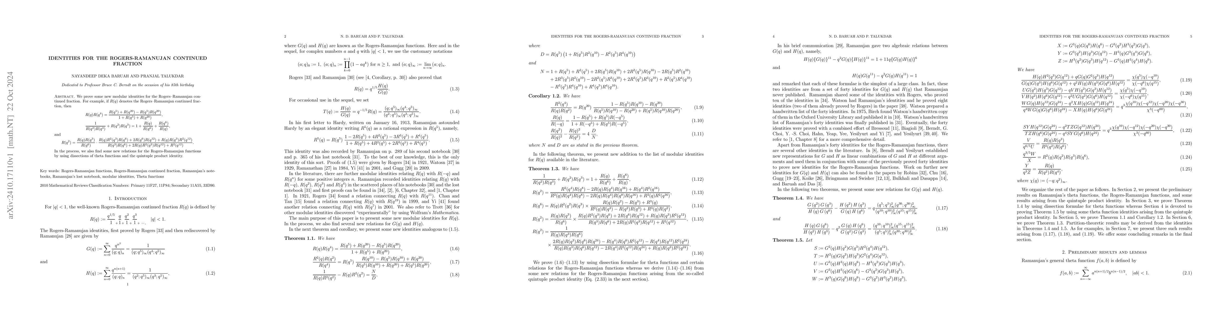 Thumbnail for Identities for the Rogers-Ramanujan Continued Fraction