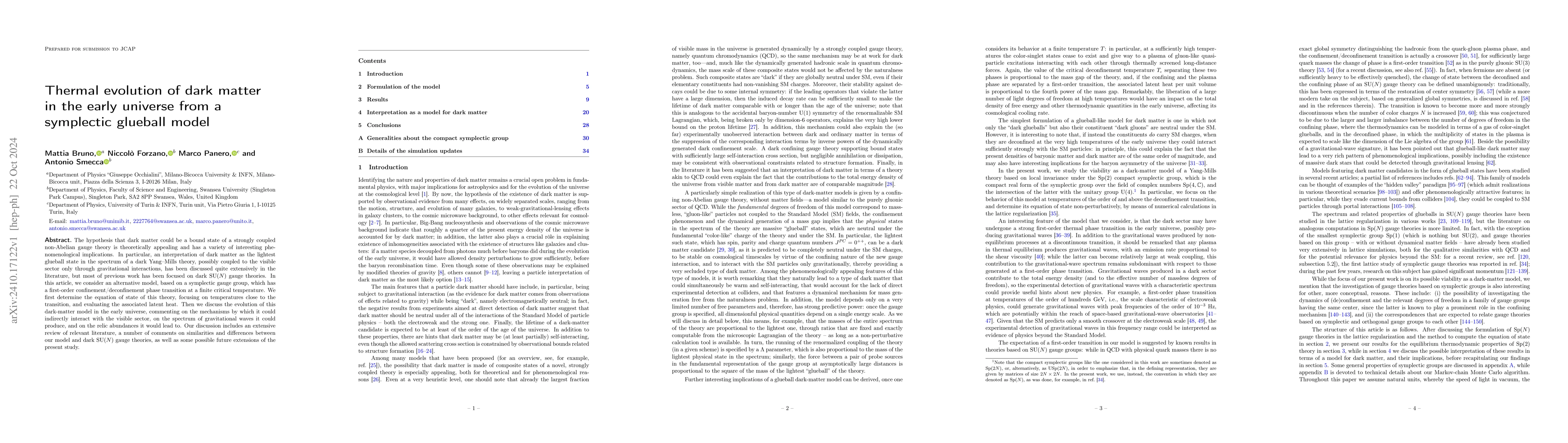 Thumbnail for Thermal evolution of dark matter in the early universe from a symplectic
  glueball model