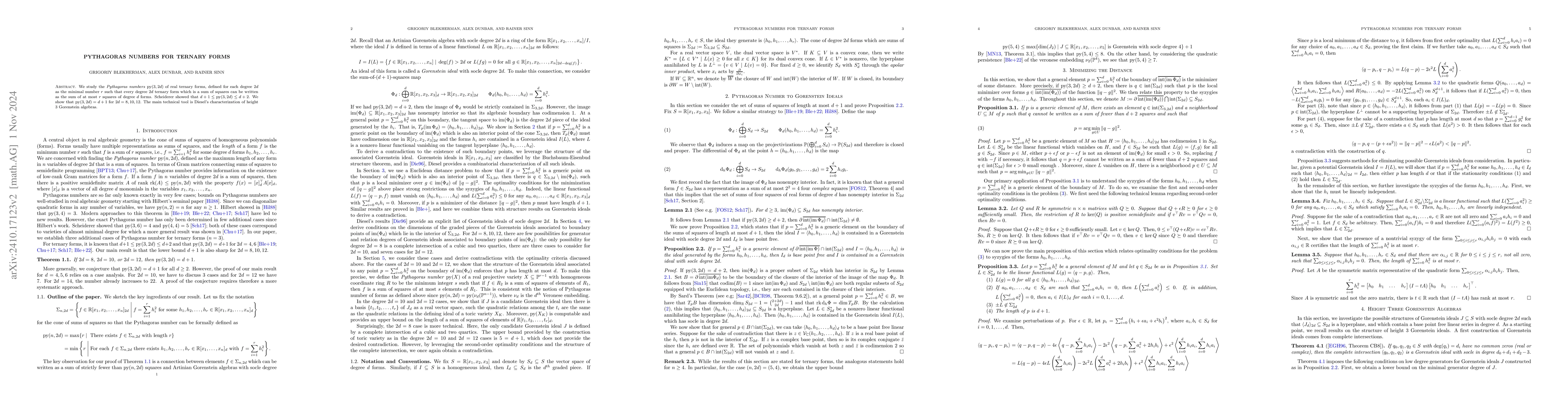 Thumbnail for Pythagoras Numbers for Ternary Forms