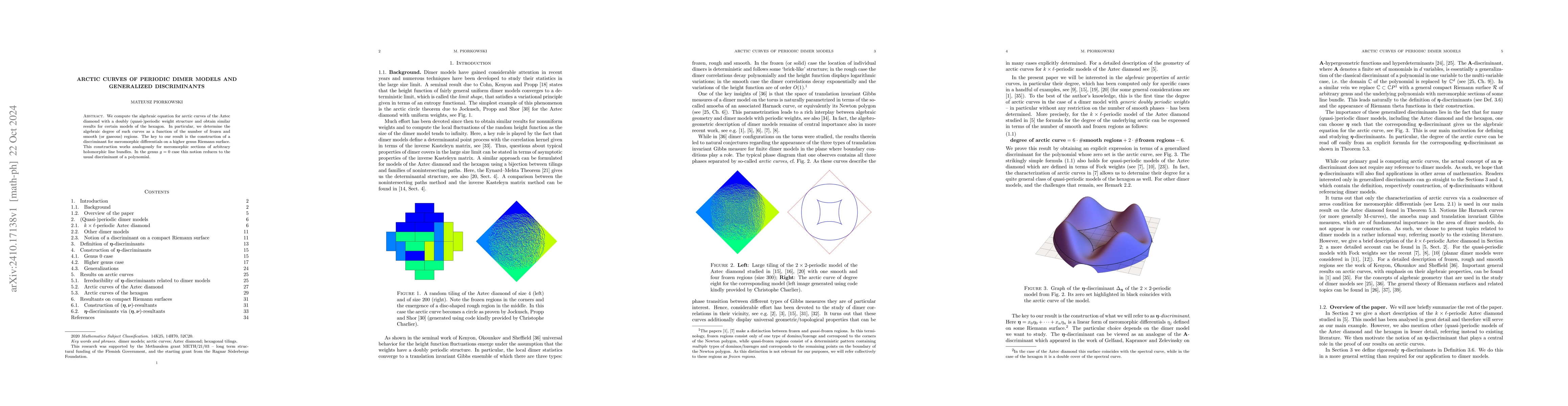 Thumbnail for Arctic curves of periodic dimer models and generalized discriminants